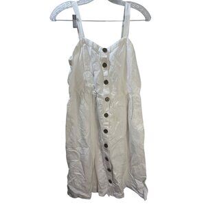 Loft White Button-Front Midi Dress Size 4